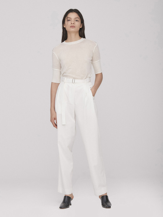 Belted Relax Pants_White(Tencel)