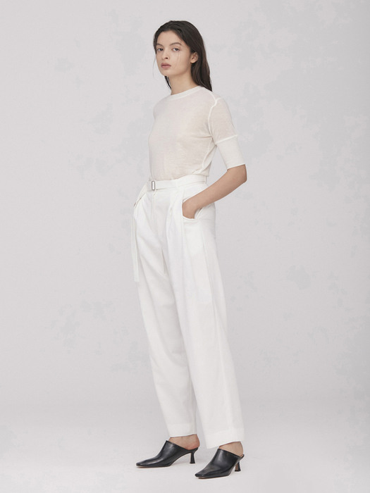 Belted Relax Pants_White(Tencel)