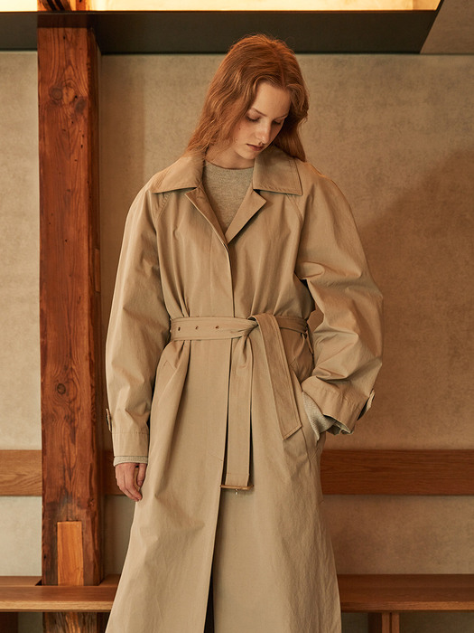 OLMETEX Oversized Belted Trench Coat_Light Gray