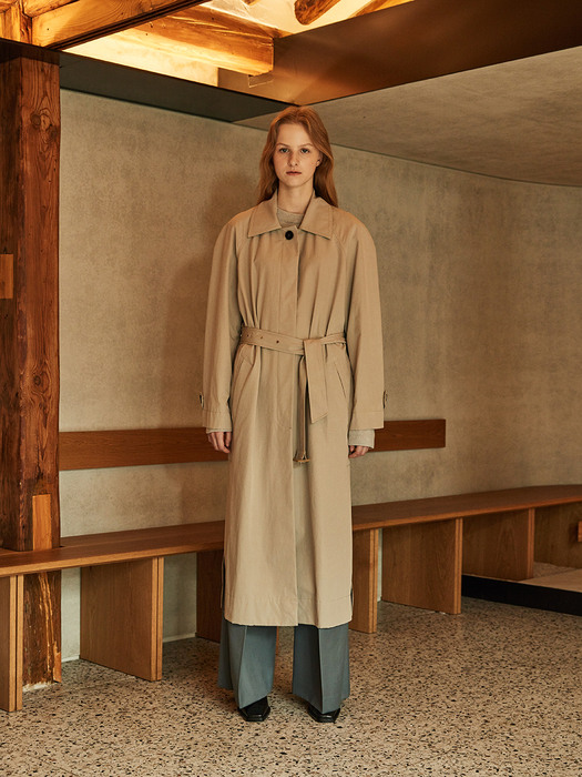 OLMETEX Oversized Belted Trench Coat_Light Gray
