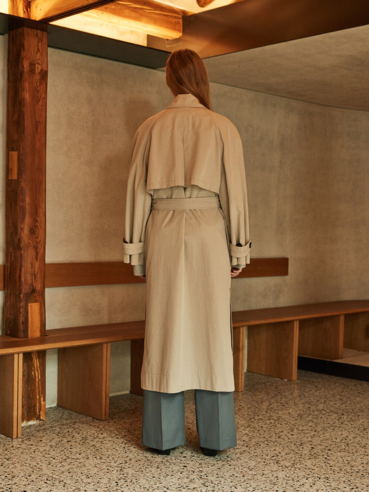 OLMETEX Oversized Belted Trench Coat_Light Gray