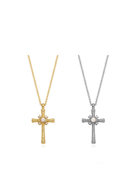 2020 Delicated Texture Cross Necklace_2Color