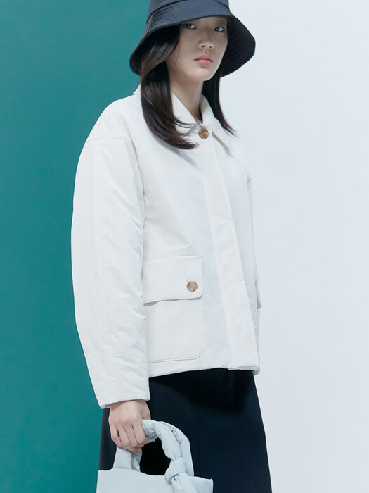 Out Pocket Short Padding Jacket - White (KE0938M010)