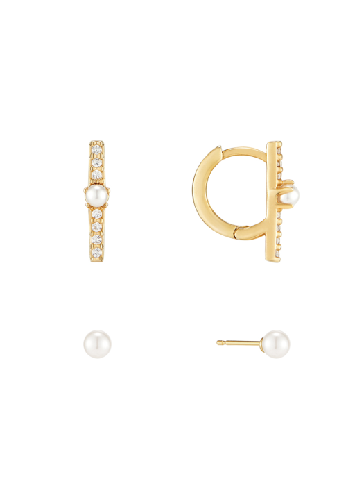 [2SET] Pearl stick one-touch earring SET_SE0133