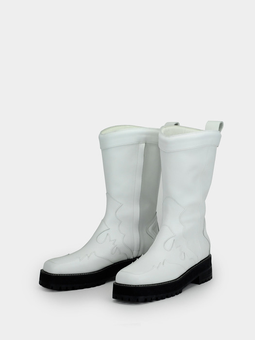 [Women]Malin SQUARE - TOE WESTERN  BOOTS (IVORY)