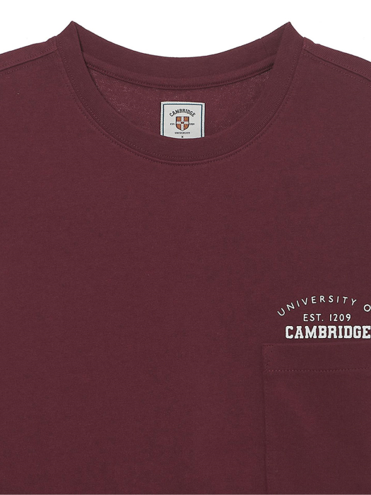 [HIS X CAMBRIDGE]와인 스몰로고 반팔 티셔츠 HZTS1B857D3