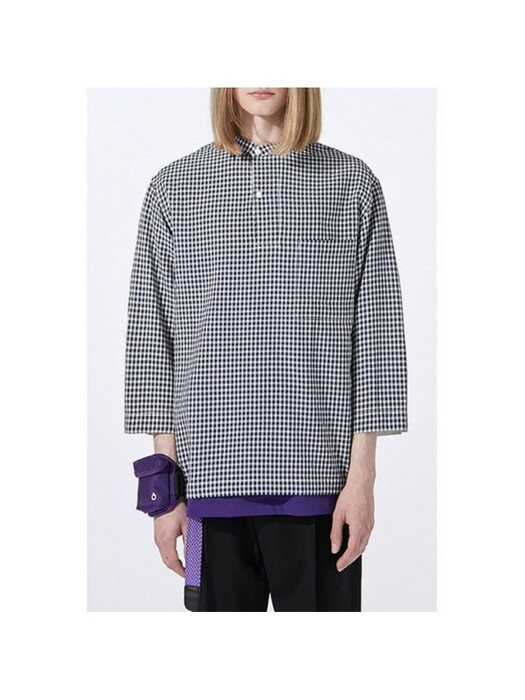 waist-band 3/4 check shirt_CWSAM20336NYX