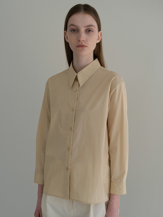 Square hem poplin shirt (Lemon)