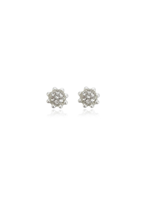 Flower Pearl & Cubic Earrings