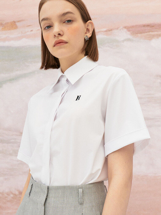 5S Cold sense nylon-blend logo Shirt - White