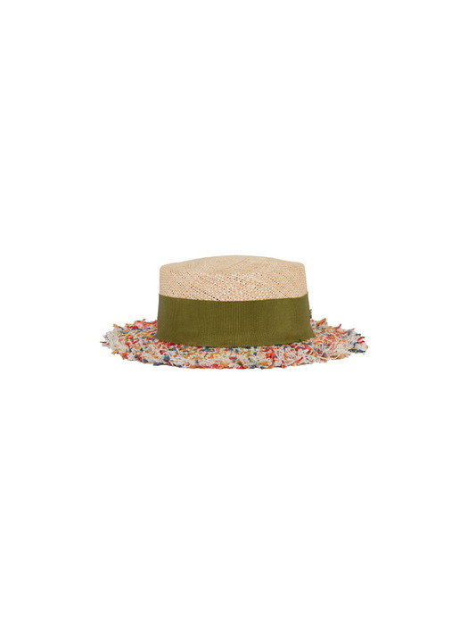 Tweed boater hat - Olive