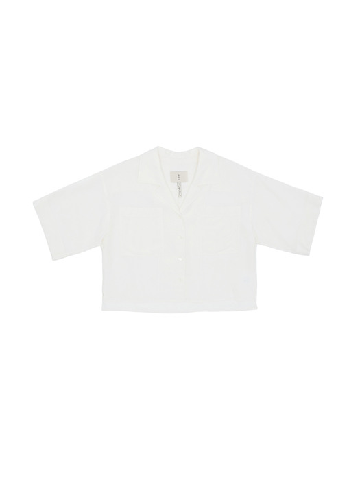 [N]PYEONGDAE Cropped oversized shirt (Light blue stripe/White)