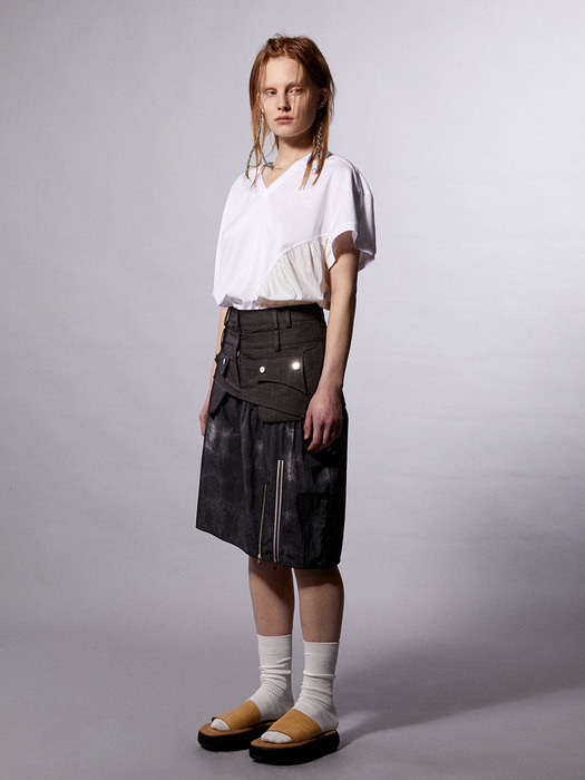 Black exposed Pocket layered skirt 