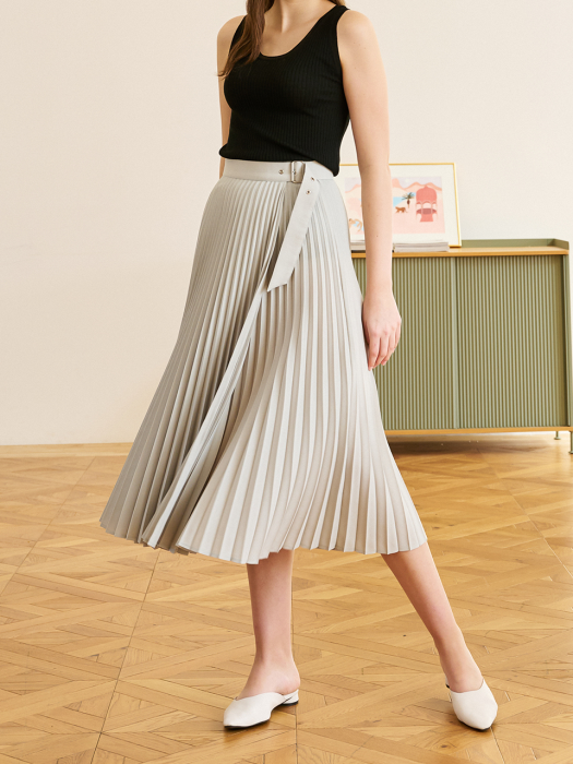 Gaia Pleated Wrap Skirt_Mint