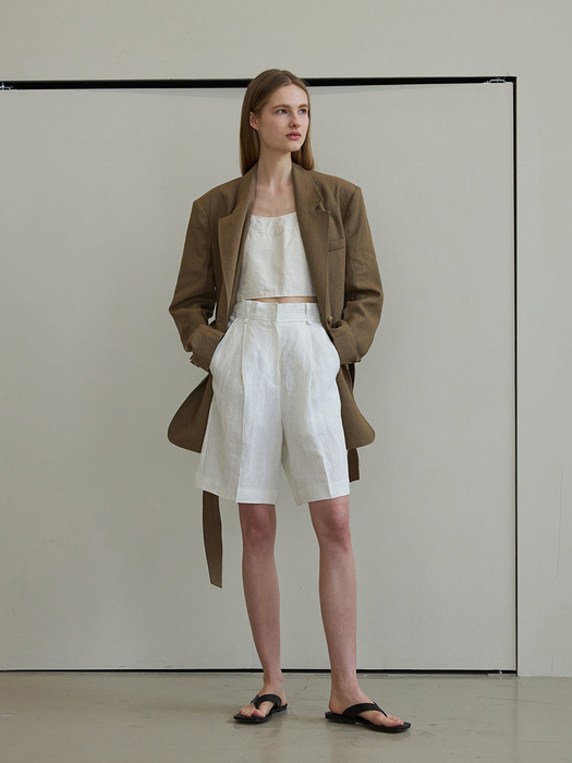 Belted Linen Jacket (brown)