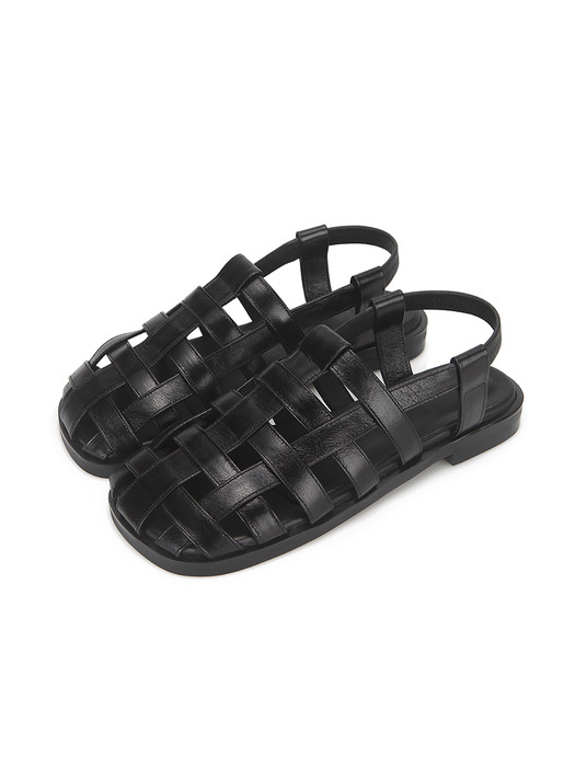Lattice soft sole sandals 플랫 샌들 | Crumpled black