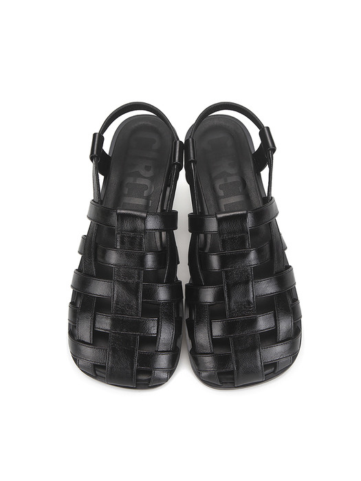 Lattice soft sole sandals 플랫 샌들 | Crumpled black