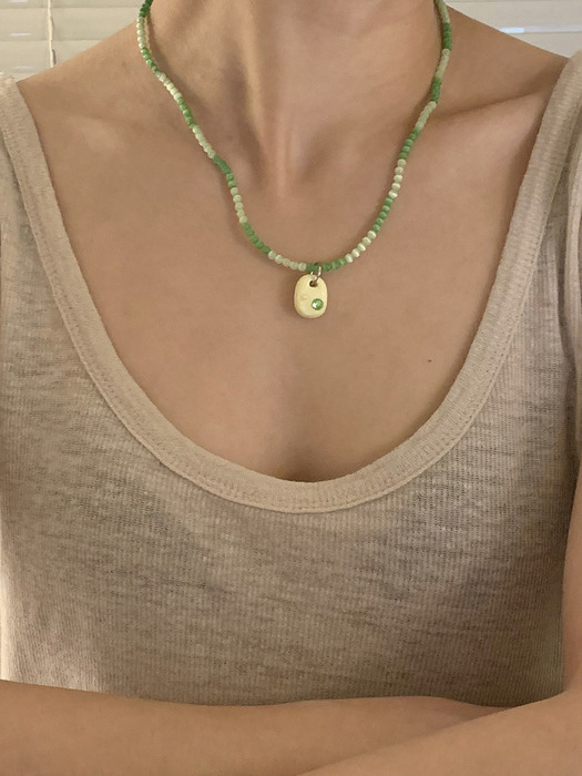 [단독] bead mix necklace_green