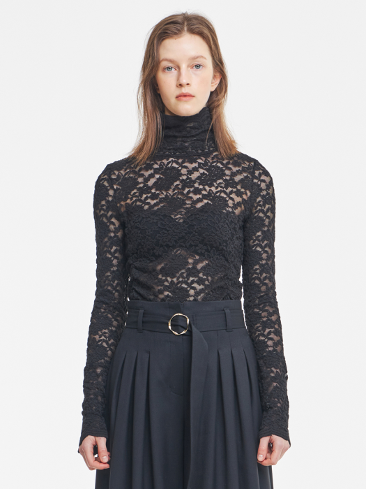 Buttoned Lace Top_Black