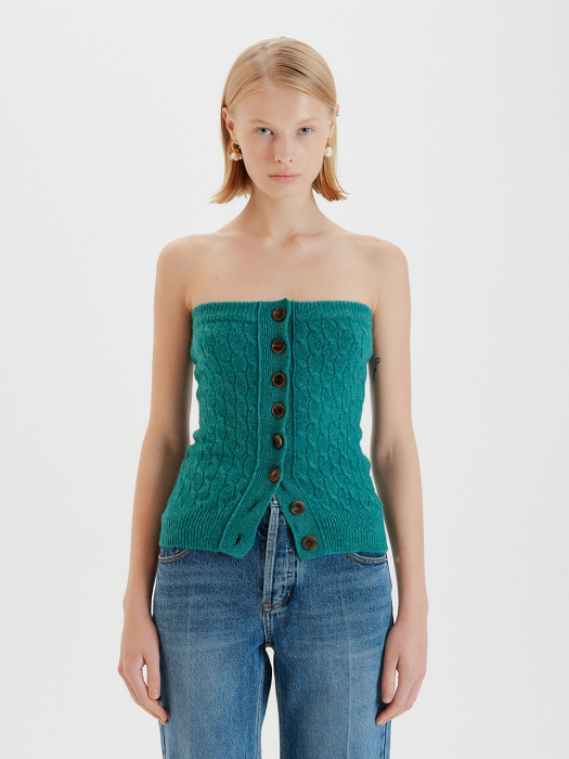 TWIST Cable Knit Bustier - Green