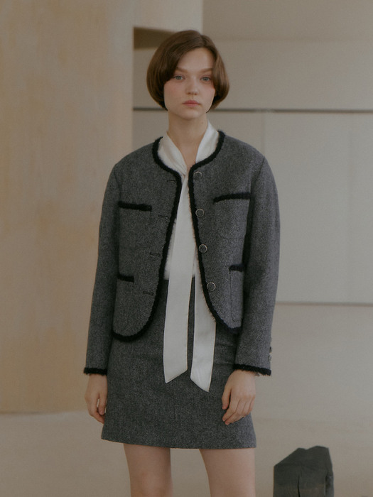 La belle Tweed Skirt_Grey