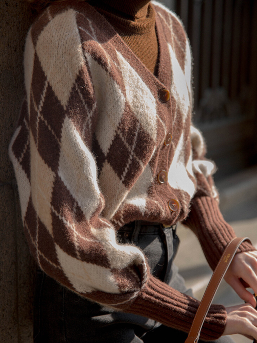 ELIOT argyle wool cardigan_brown