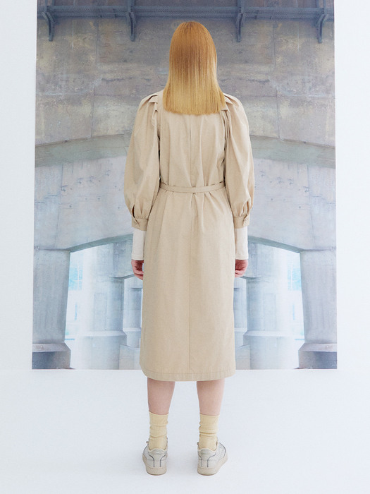 PUFF VOLUME SLEEVE DRESS_BEIGE