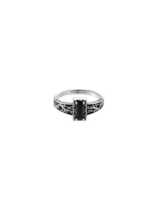 Rectangle Onyx Ring (Sterling Silver, Onyx)