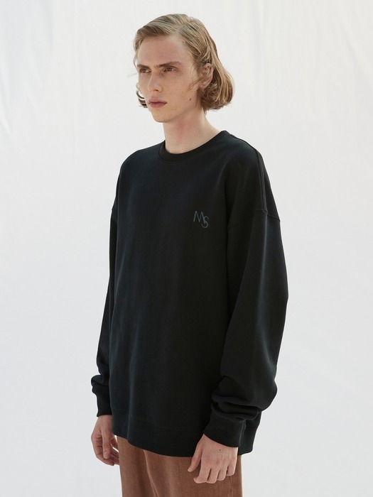 로고 포인트 스웨트 셔츠 (블랙)