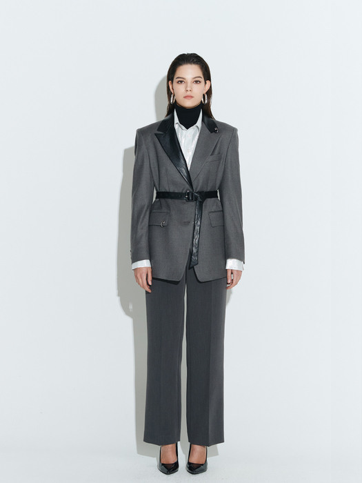 Oversized Block Tailored Jacket [Grey]