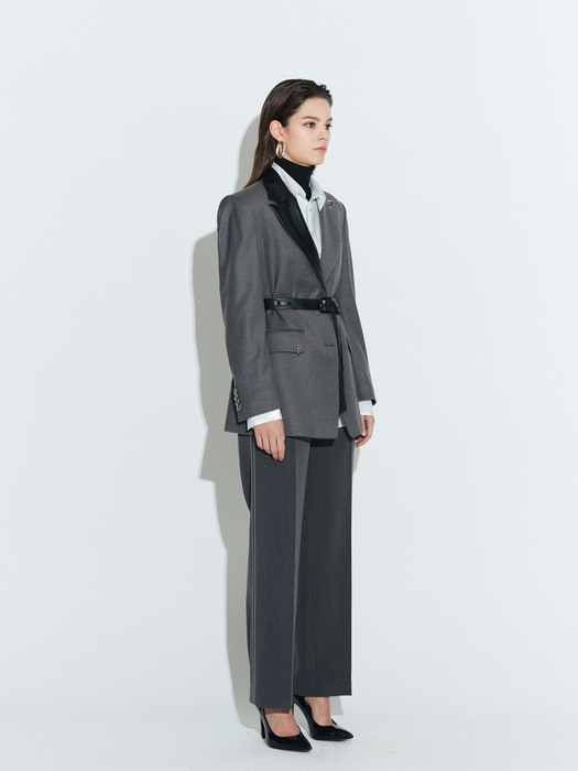 Oversized Block Tailored Jacket [Grey]