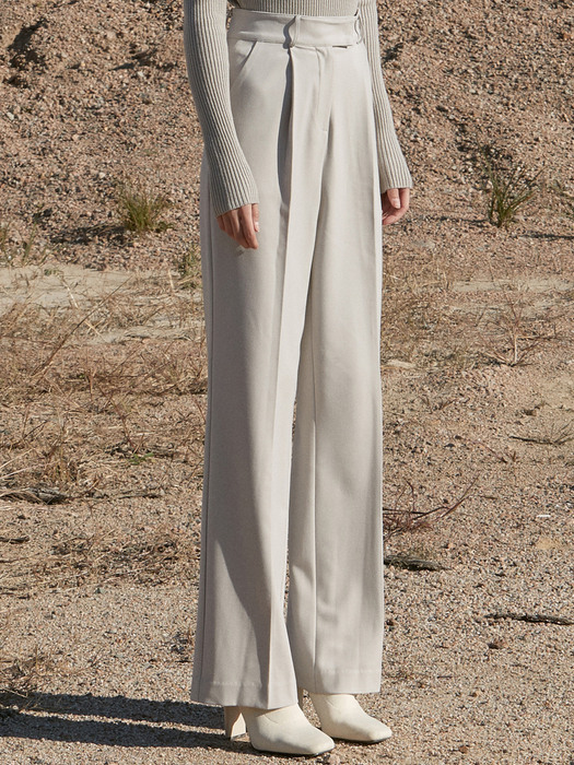 OU754 maxi wide slacks (stone beige)