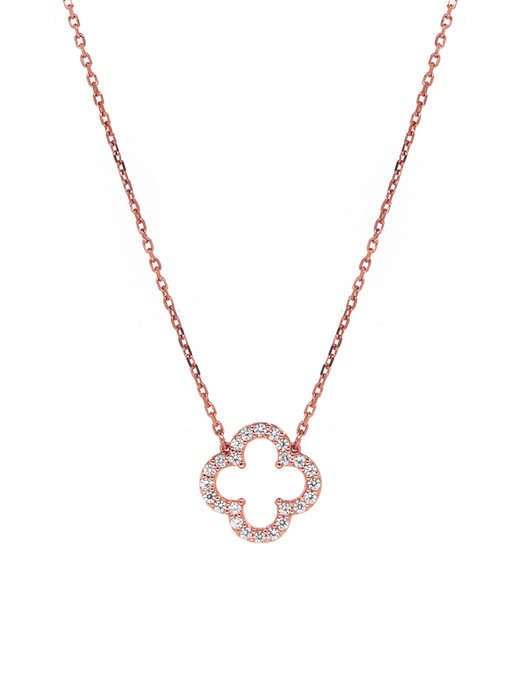 Clover Pendant Cubic Necklace (Silver925)