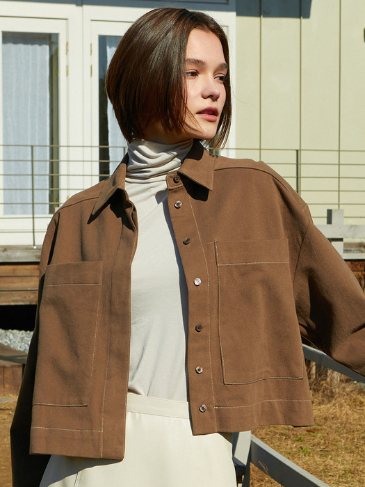 amr1334 스티치 셔츠자켓 (brown)