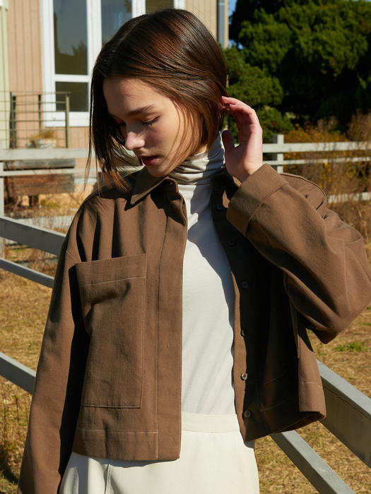 amr1334 스티치 셔츠자켓 (brown)