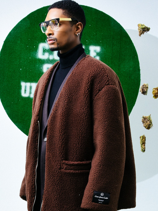 UNISEX Reversible Faux Fur Cardigan Coat (Dark Brown)
