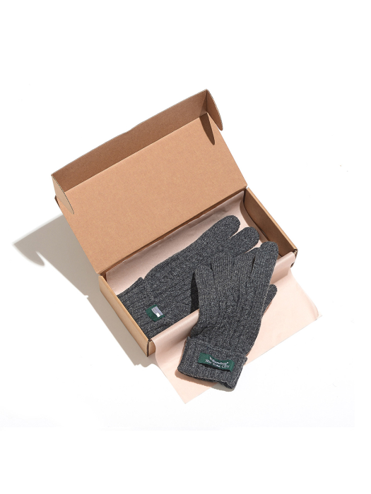 Wool Cable Knit Gloves_Charcoal
