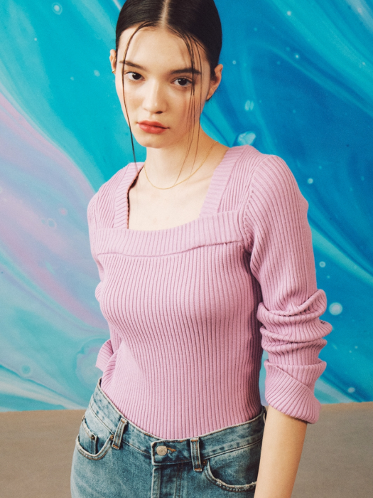 DEBBYS TWO WAY NECK POINT KNIT TOP_PALE PINK