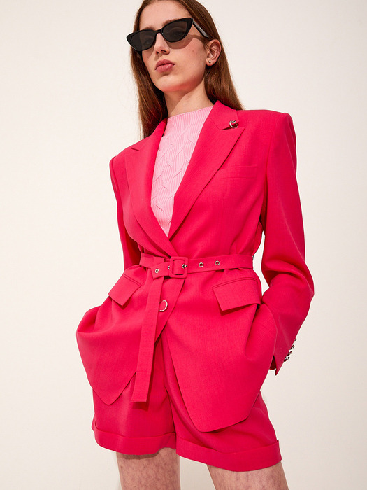 Vivid Oversized Tailored Jacket [Pink]