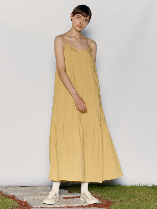 Double String Summer Dress_Cream Gold