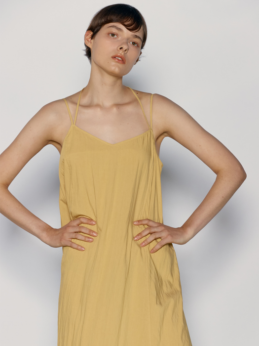 Double String Summer Dress_Cream Gold