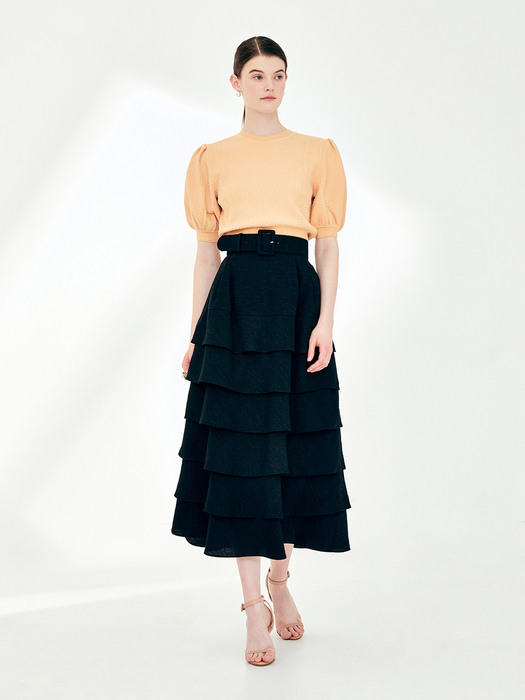 [미전시]DAPHNE Layered ruffle skirt (Black)