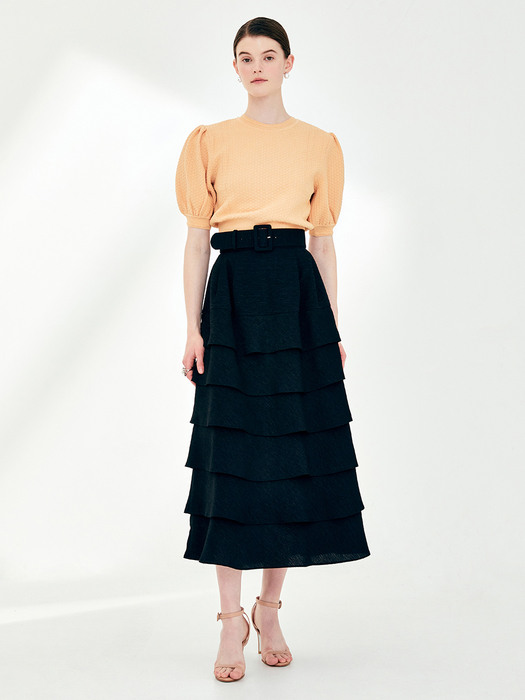 [미전시]DAPHNE Layered ruffle skirt (Black)