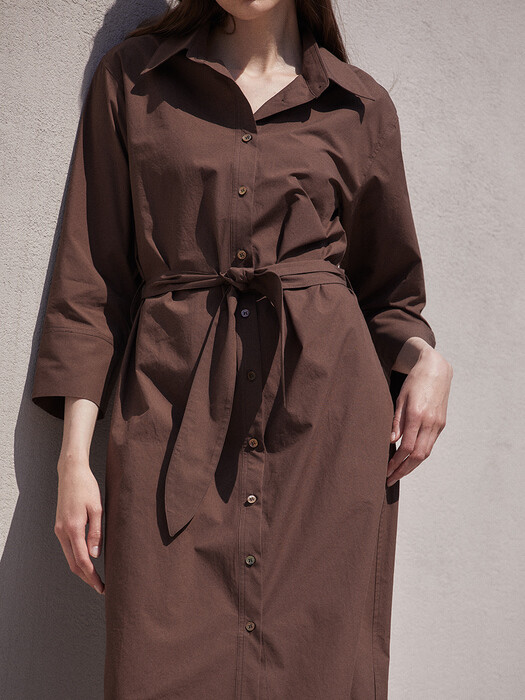Belted shirt dress (brown)