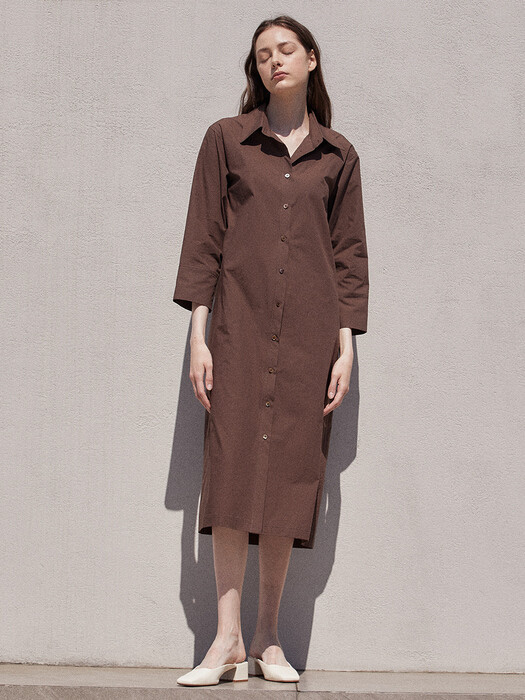 Belted shirt dress (brown)