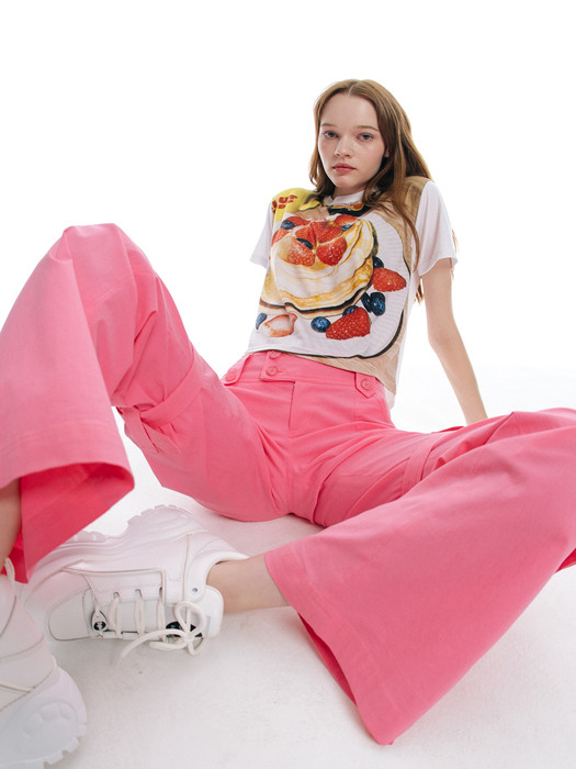 0 8 low-rise belted pants - PINK