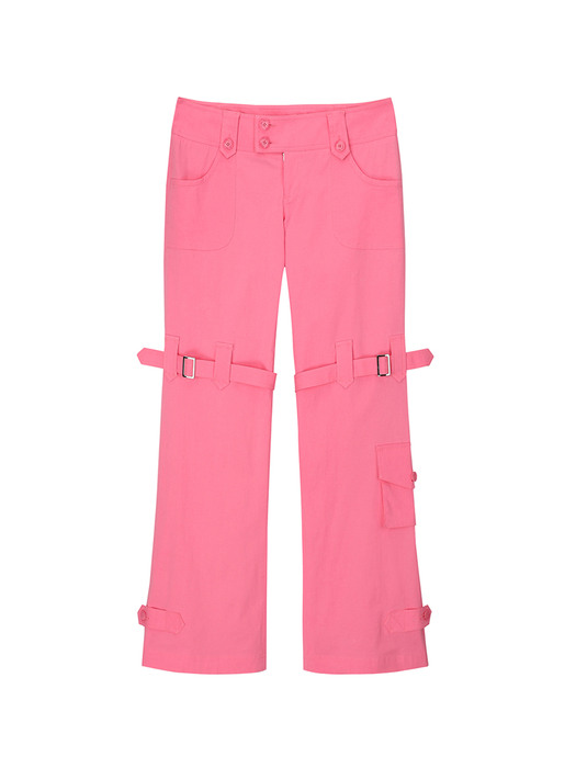 0 8 low-rise belted pants - PINK