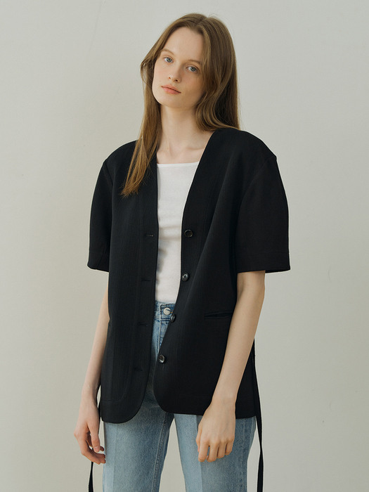 cotton robe jacket (black)