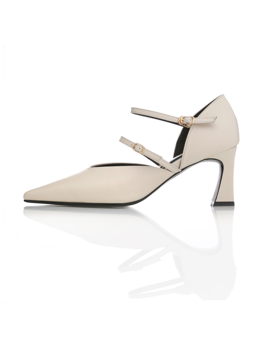 Pointed Toe Two Strap Pumps - MD1095p Ivory