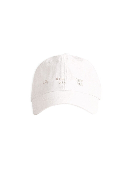 White Abstract Logo Embroidered Ball Cap